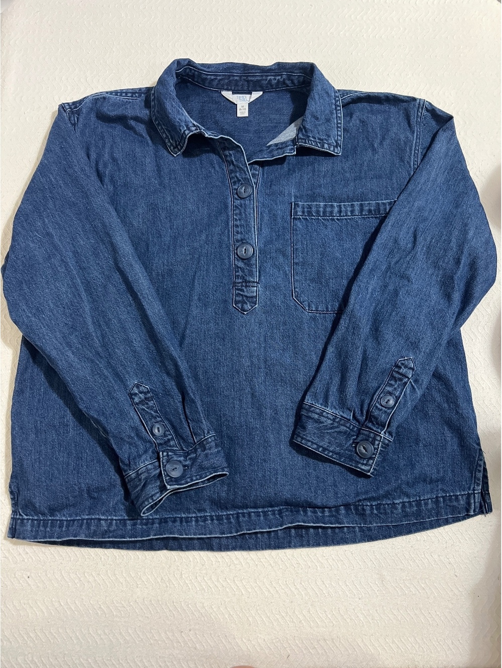 women's Denim Button-Up Shirt, Size M